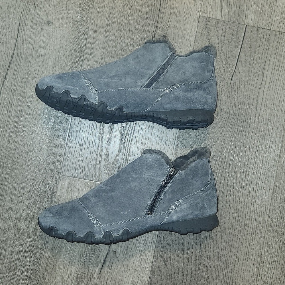 Skechers‎ Women's 11W Bikers-Zippiest-Moc-Toe Outside Zip Bootie Ankle Boot Gray